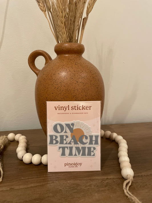 On Beach Time Vinyl Sticker