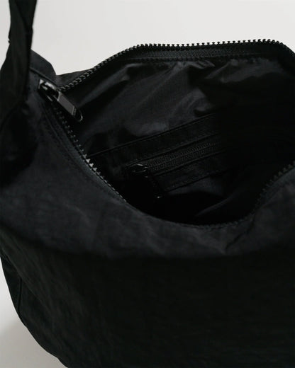 Medium Nylon Crescent Bag Black