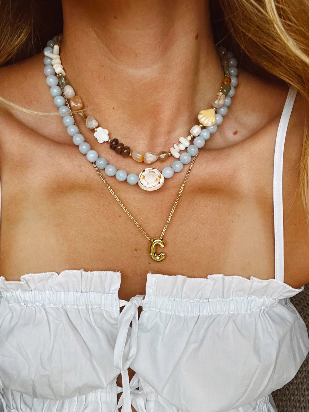 Blue Jean Shell Necklacce