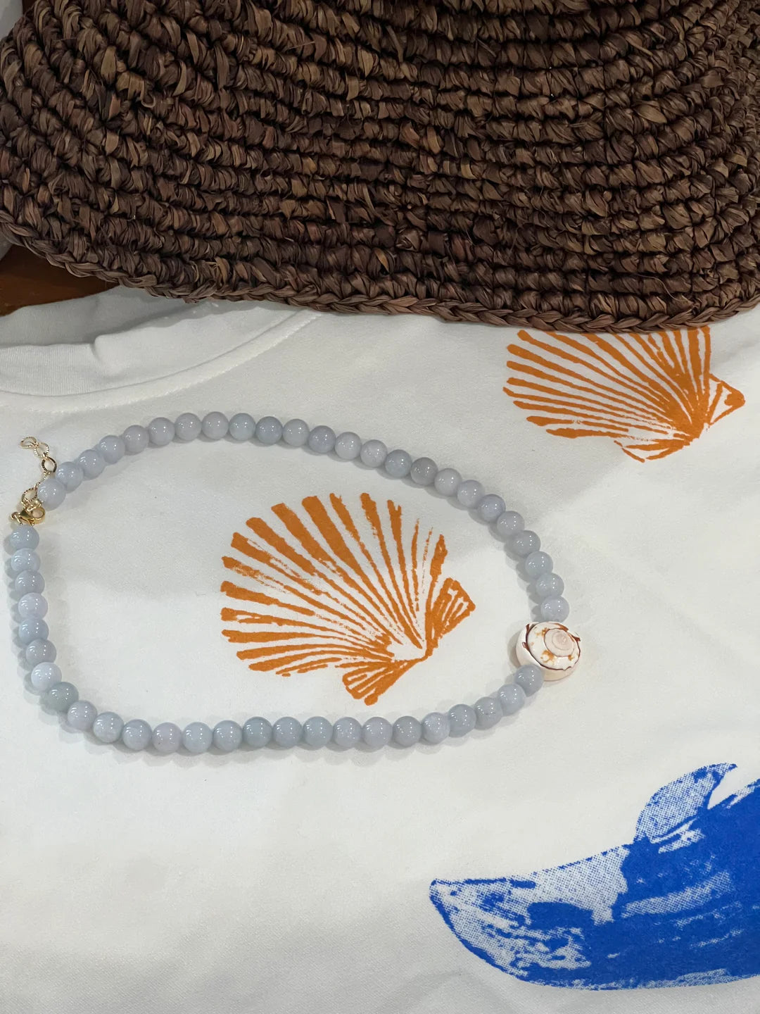 Blue Jean Shell Necklacce