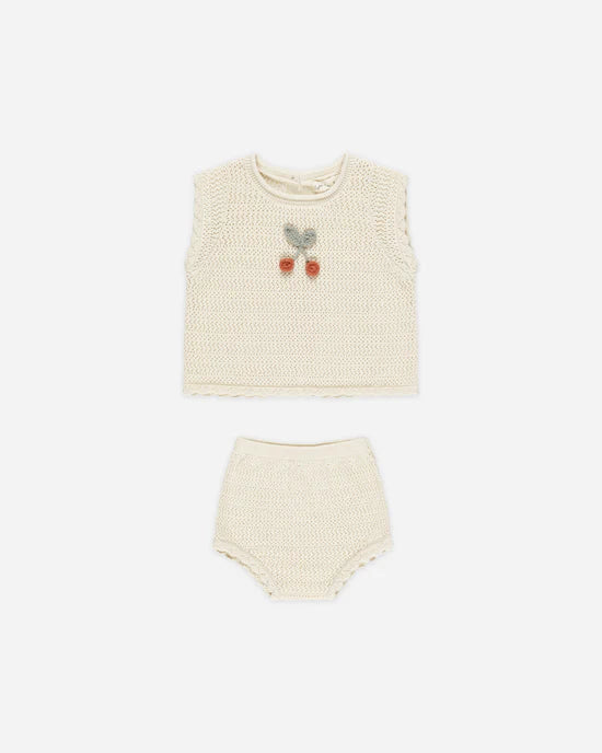 RYLEE + CRU Scallop Knit Baby Set || Cherry