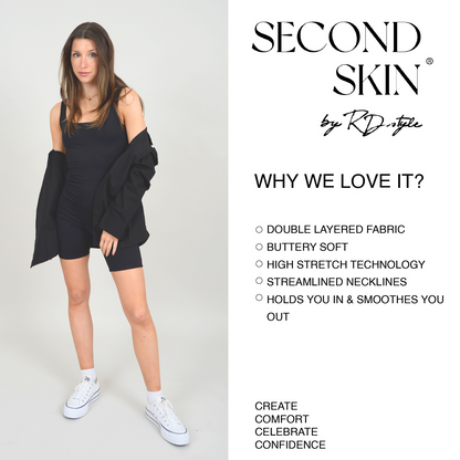 SECOND SKIN Stacy Square Neck LS Bodysuit