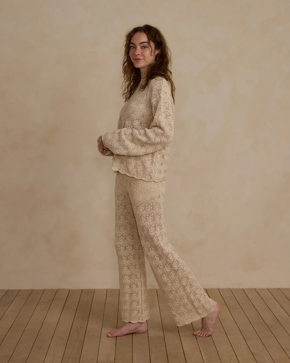 Crochet Knit Pullover — Natural