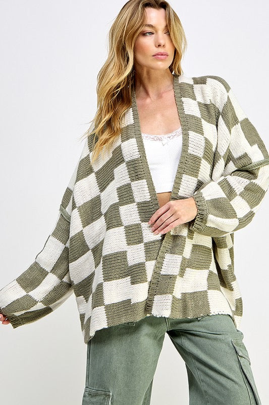 Check Cardigan | Olive