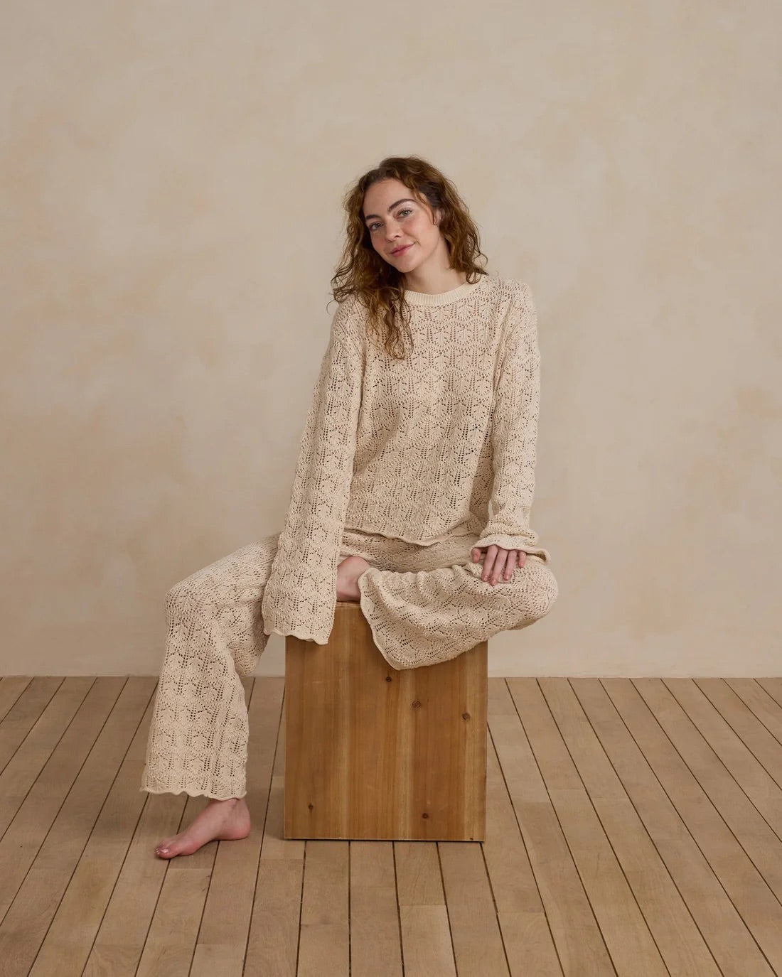 Crochet Knit Pullover — Natural