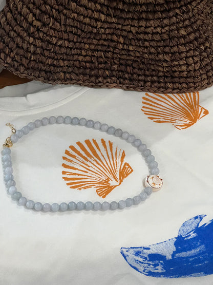 Blue Jean Shell Necklacce