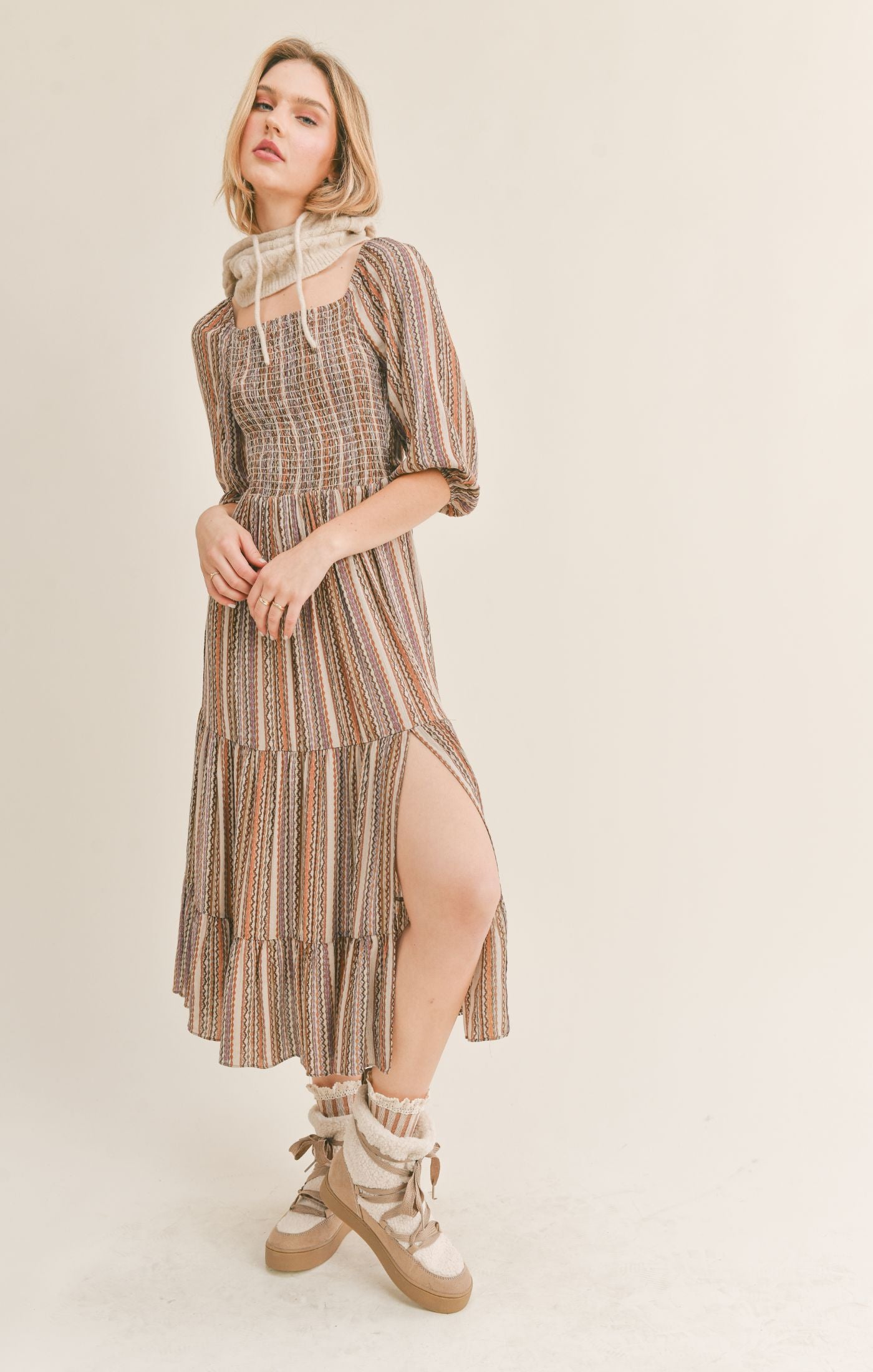 Bohemian Open Back Midi Dress