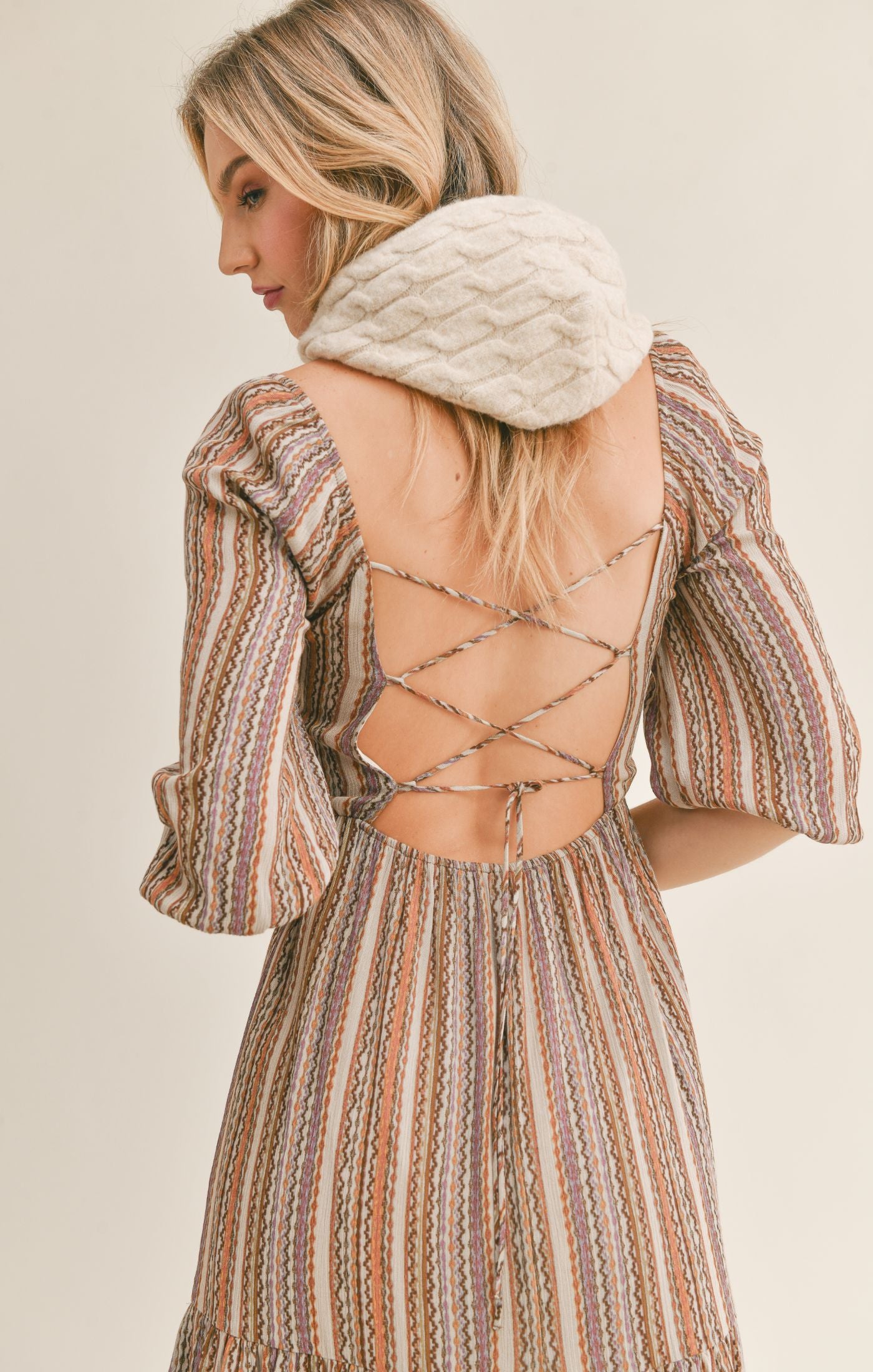 Bohemian Open Back Midi Dress