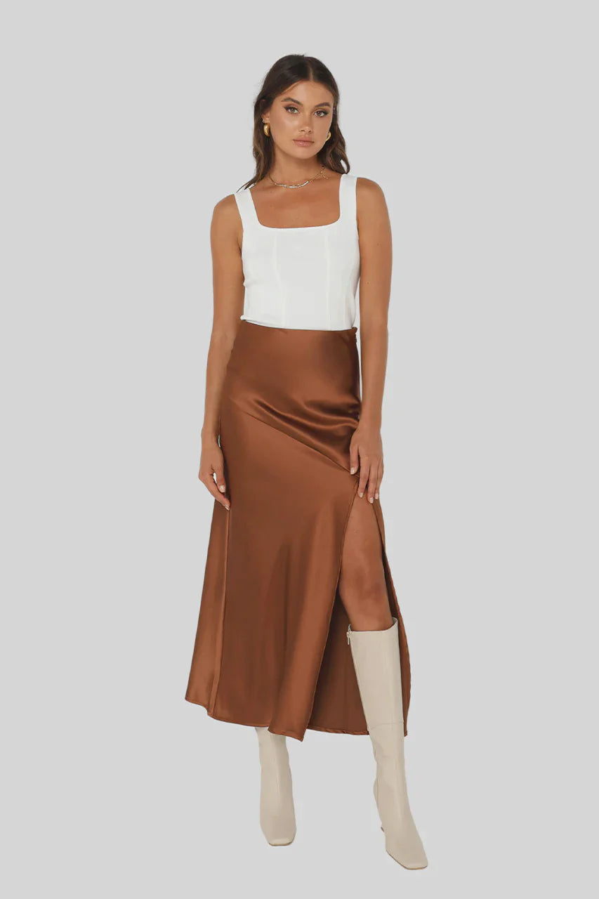 Layla Midi Skirt | Chocolate