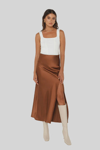 Layla Midi Skirt — Chocolate