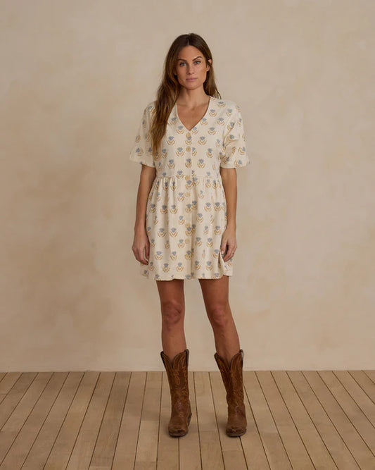 Button Jersey Mini Dress — Flora