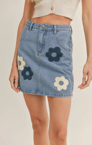 Love And Peace Denim Skirt